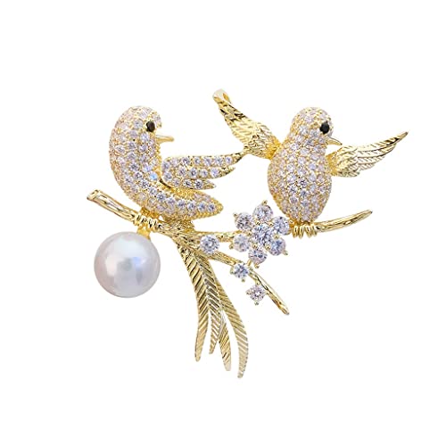 Broche oiseau perle pour ajuster un gilet et sublimer une veste