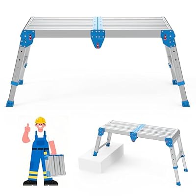 Loyoda Work Platform 500 Lbs Capacity, Foldind Step Stool with One-Touch Automatic Fold, 4 Height Adjustment Step Platform, Perfect for RV Cleaning, Home Painting and Reaching High Places
