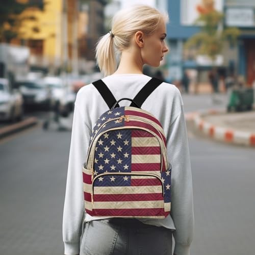 Image of ALAZA Vintage American Flag Mini Backpack Purse for Women Travel Bag Fashion Daypack Back Pack Shoulder Bag