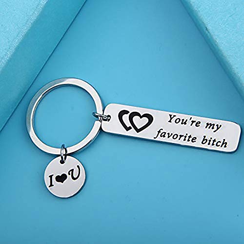Zuo Bao Funny Couple Keychain You're My Favorite Asshole/Bitch Couples Jewelry Husband Gifts Boyfriend Keychain3