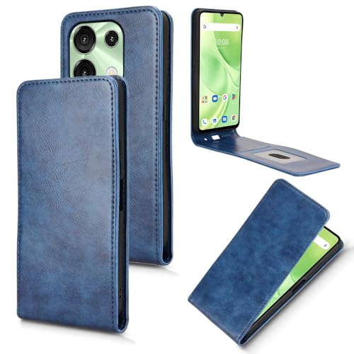 Coque Umidigi Note 90 protection étui bleu texture rétro rigide