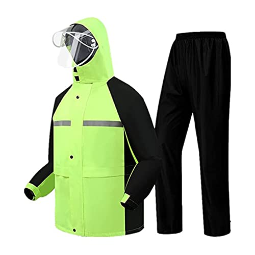 SJASD Wasserdichter Anzug Für Herren/Damen, Regenjacke Outdoor-Klettern Atmungsaktiv Motorrad Regenanzug Mit Reflexstreifen(Size:Mittel,Color:Grün) Cover