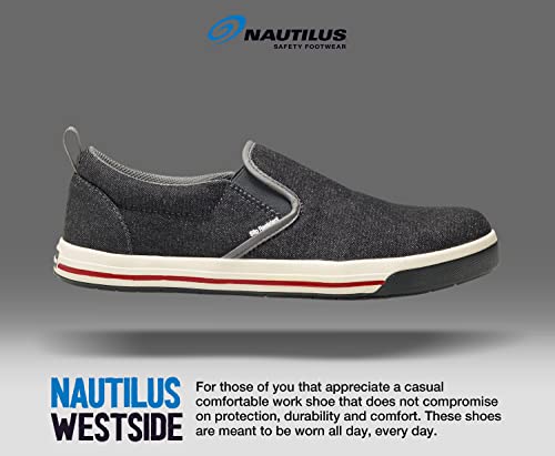 Image of Nautilus Safety Footwear Westside Women's Casual Work Shoe by FSI: Oil and Slip Resistant, Steel Safety Toe, Premium Textle Upper, N1435-Charcoal Black
