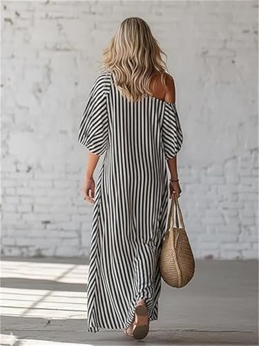 Robe longue rayée fluide pour affiner la silhouette - 6