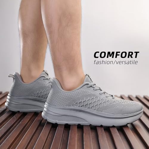 Image of KEEZMZ Mens Walking Shoes Lightweight Breathable Tennis Running Shoes Mesh Non-Slip Casual Comfortable Fashion Sneakers Work Gym Workout Athletic Sport Trainers Grey, 9.5