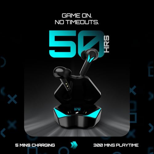Image of Fire-Boltt Aero Shadow TWS Earbuds Custom EQ, RGB Lights, Wireless Bluetooth 5.4, Music & App Support, 50H Playtime, Fast Charging Case, 50ms Low Latency for Gaming, Touch Controls - Onyx Black