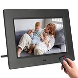 TSITSC 7 Zoll Elektronischer Bilderrahmen, 1024 * 600 IPS-Bildschirm Digitaler Bilderrahmen Kalender/Uhrfunktion/Musik/Foto-/Videoplayer mit Fernbedienung, unterstützt USB/SD-Karte