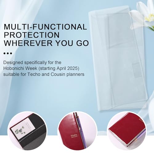 3stk Klarer Schutzumschlag für Hobonichi Weeks 2026, 20,7x19,6cm PVC Wochenplaner Transparenter Umschlag Wasserdichter & Kratzfester Notizbuchschützer
