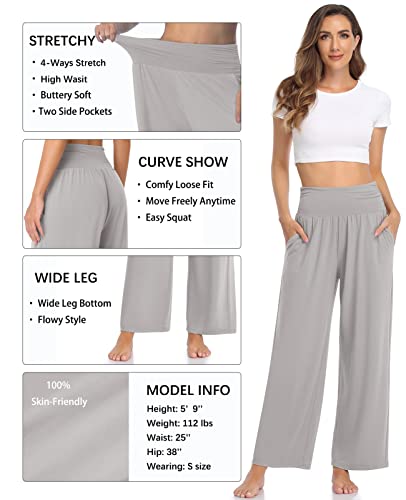 Image of TARSE Womens Wide Leg Pants Casual Loose Yoga Sweatpants Comfy Lounge Pajama Flowy Pants Pockets