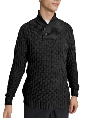 Men's Slim Fit Textured Knit Sweater Button Stand Collar Long Sleeve Solid Pullover Tops2