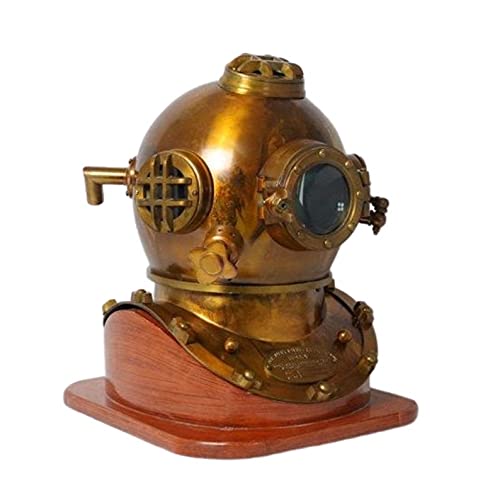 Antique Museum Nautical Deep Sea Diver's Maritime 18 Inches Ship's Decor Scuba Diving Helmet Base