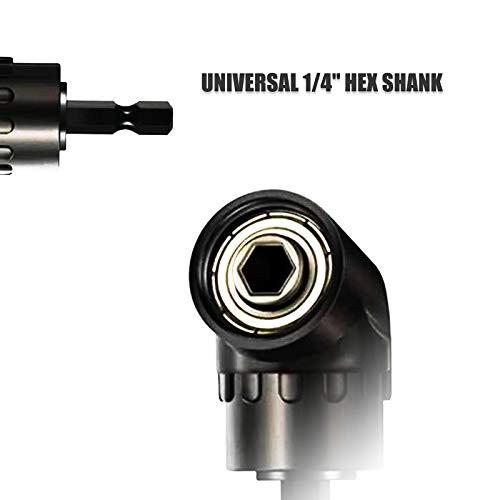 Drill Bit Extension, Universal 1/4” Hex Shank 3 PCS Quick Release Magnetic Drill Bit Holder Extension Set+105°Right Angle Screwdriver Drill Attachment Bit Extension Socket Adapter for Tight Space