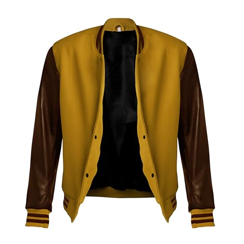 Image of Red And Black Letterman Jacket Men - Mens Black Varsity Letterman High School Baseball Bomber Jacket