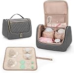 Luxja Wearable Breast Pump Bag, Gray | Comes with a Waterproof Mat, Compatible with Momcozy, Willow, Elvie Breast Pump and Extra Parts, Patent Pending