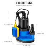 350W Submersible Water Pump for Clean and Dirty Water, Max Flow 5000L/H Compact Portable Utility Submersible Pump, for Garden Pond Swimming Pool Hot Tub with Float Switch, Blue - Image 2