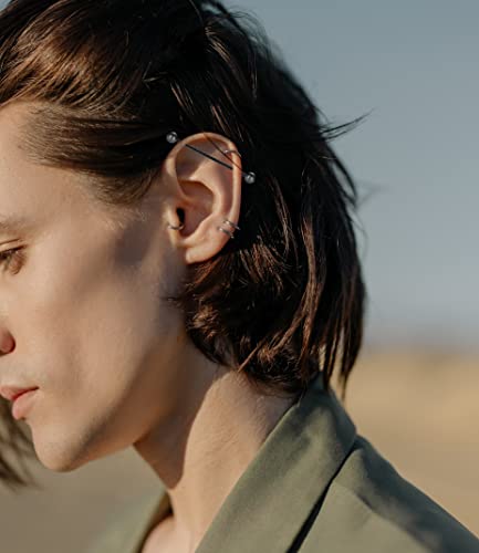 Evelical 30Pcs 14G Stainless Steel Industrial Barbell Earrings For Women Men Cartilage Helix Body Piercing Jewelry 38Mm 1&1/2 Inch Piercing Bar Style C #TOP5