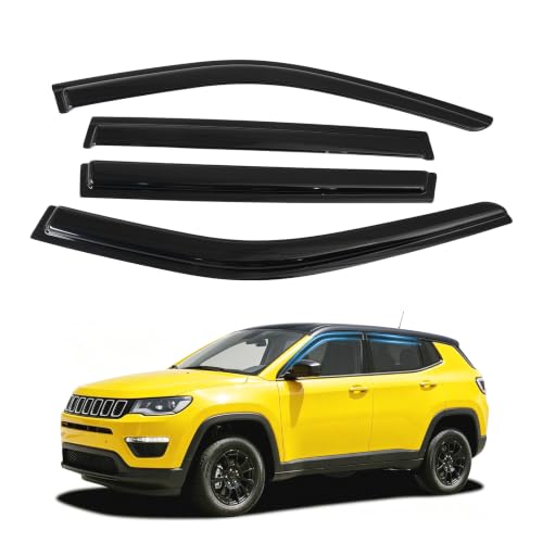 Image of Compass Rain Guard - Window Visors for Jeep Compass 2017-2025 2026, Out-Channel Side Window Rain Guards for Compass Accessories, 4PCS, Black, Car Accessories