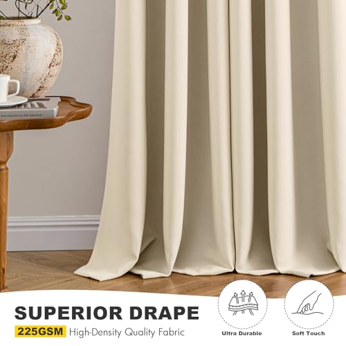 Image of MIULEE Blackout Curtains for Bedroom Living Room 2 Panels, Thermal Insulated Room Darkening Drapes Grommet Noise Reducing Light Blocking Window Treatments 80 Inches Long 40x80 Inch Cream Beige
