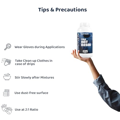 Image of Catron Crystal Clear Epoxy Resin Art Kit 2 : 1 - Ratio Resin and Hardener UV-Resistant | Self-Leveling, Suitable for Beginners DIY Activities with High Gloss,Jewellery and Keychain Making 750 GM
