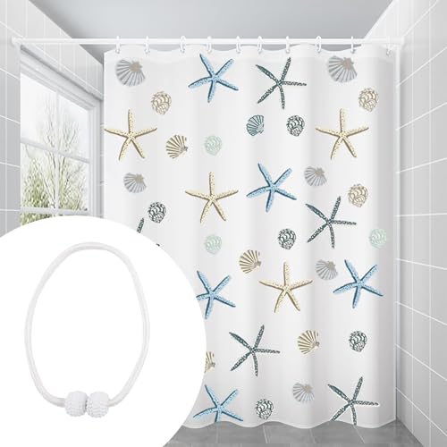 Cortina de Baño, Cortina de Ducha, Antimoho de Baño, Decorativa de Baño, con Anillas de Cortina de Ducha y Magnéticos para Cortinas, para Ducha en el Hogar, Lavable, PEVA, 180 X 200cm