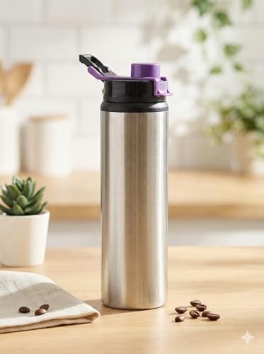 Image of Stainless Steel Sipper Bottle for Gym & Travel | Leakproof Insulated Water Bottle with Straw Lid | Portable Summer Drink Bottle for Office, School & Outdoor Use (Silver)