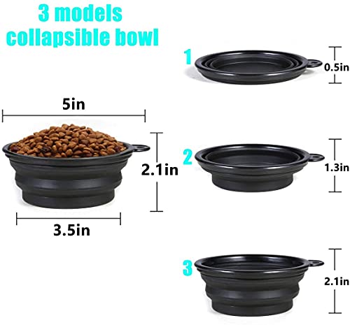 Euehie Collapsible Dog Bowls, Silicone Food & Water Travel Bowl Portable Dog Cat Bowls With Lids Foldable Pet Feeding Watering Cup Dish With Carabiner For Walking, Kennels & Camping, 2 Packs #TOP1