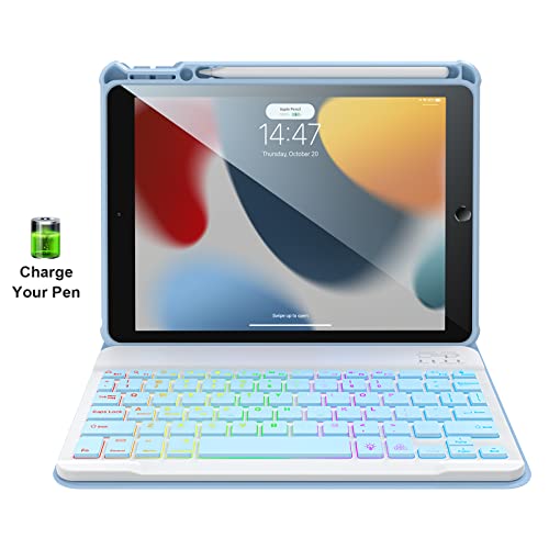 Ipad Case Keyboard - Ipad 9Th Generation Case With Keyboard,Keyboard Case For Ipad 10.2 9Th/8Th/7Th Gen,7 Color Backlit Removable Bluetooth Wireless Keyboard -Pencil Holder -Tablet Keybaord Case #TOP6
