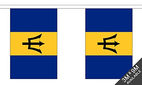 Flagtex Barbados Fabric Bunting – 9m with 30 Flags – Fabric for Indoor & Outdoor Use – String Flags Banners Barbadian Bajan Caribbean Island — image 1