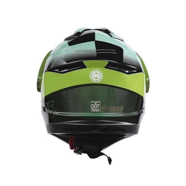 Royal Enfield Escapade Chequer ISI and Dot Certified Offroad Riding Motorcycling Helmet Light Green (XL) 60 Cm