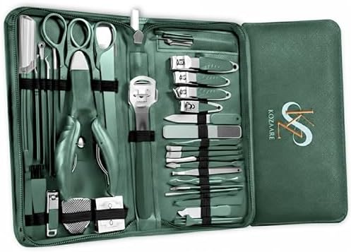 Nail Clippers Set Fingernail and Toenail Clipper Cutters for Men and Women, Professional Manicure Pedicure Grooming Kit, 40 Pieces Stainless Steel Nail Care Tools Travel Case (Green) image 5