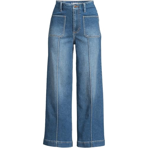 Lands' End Women's Denim High Rise Extra Wide Leg Crop Jeans3