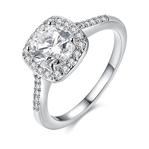 Uloveido Square Diamond Halo Anniversary Ring Cover