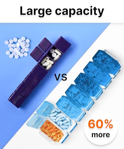 Image of Extra Large Pill Organizer 2 Times a Day - XL Pill Box 7 Day with Big AM /PM Compartments - Fits Large Vitamins, Supplements & Gummies, for 7 or 14-Day Use, Color-Coded, Senior-Friendly, No Spills