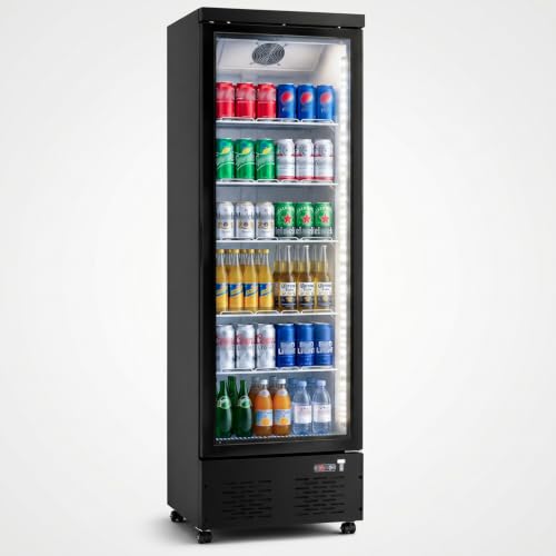 ECEVT Commercial Beverage Refrigerator with Glass Door, 11 Cu.Ft Upright Display Fridge Commercial Cooler, Merchandiser Drink Refrigerator with Soft LED Light, Romovable Shelves for Homes Shops Bars