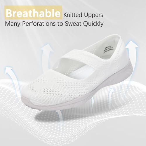 Image of HONHOLD Women's Casual Knit Mary Jane Flat Shoes with Arch Support