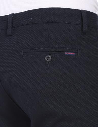 Image of Flat Front Textured Casual Trousers
