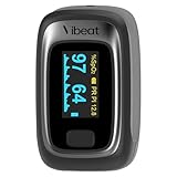 Vibeat Fingertip Pulse Oximeter, Blood Oxygen Saturation Monitor, Finger O2 Sensor with Pulse Rate, Batteries and Lanyard Included, Black