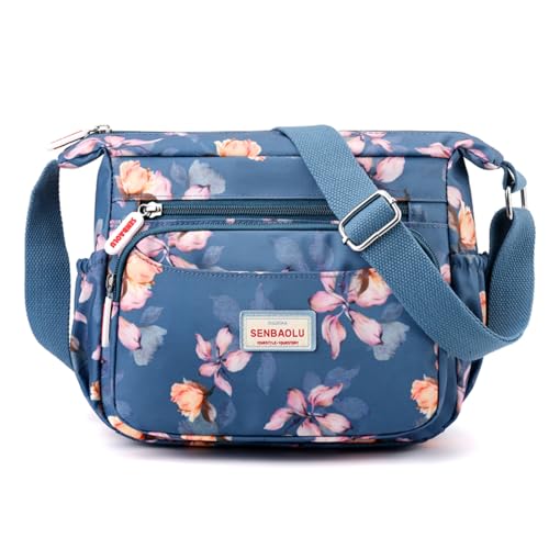 Floral Crossbody Bag for Women, Multi-Pocket Shoulder Purse Travel Handbags Messenger Bags