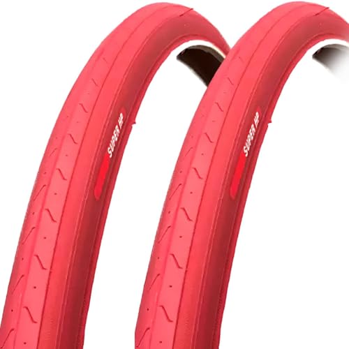 YUMEIGE Set di 2 Pneumatici Colorati 700 x 23c for Bici da Corsa, 700 x 23c, copertoni 23-622, Ruote Anteriori e Posteriori for Bicicletta, Rossi