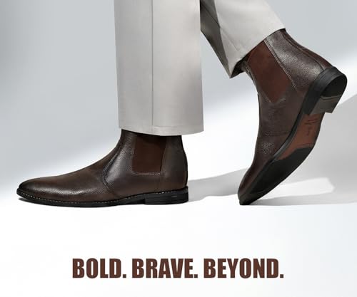 Image of LOUIS STITCH Men's Chelsea Boots | Handcrafted | High Ankle Boot| Comfortable Formal Office & Casual Wear Shoes | Dual Tone Patina Finish (LSRGPDCL)