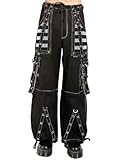 Generic Black & White Electro Bondage Rave Men Gothic Cyber Chain Goth Jeans Punk Rock Pant Trouser Baggy Pant (SMI-786, US, Waist, 34, Regular)