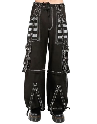 Black & White Electro Bondage Rave Men Gothic Cyber Chain Goth Jeans Punk Rock Pant Trouser Baggy Pant