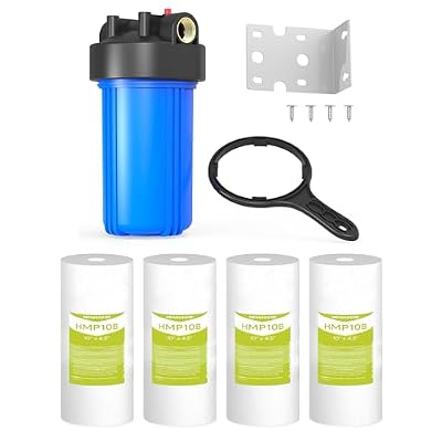 MewMore WHB10 10"x4.5" Whole House Water Filter Housing with 5 Micron PP Sediment Whole House Water Filter Cartridge-Pack of 4
