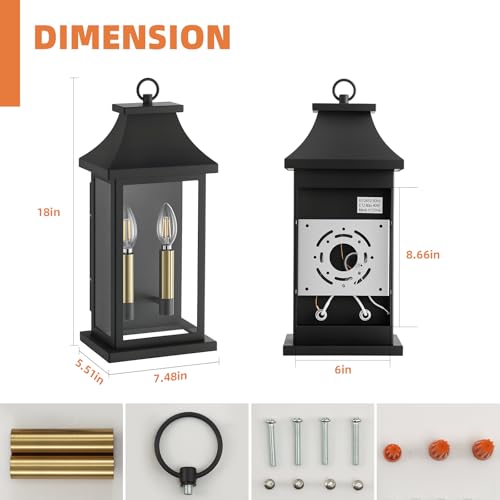 Image of 18'' Outdoor Wall Lights, 2 Pack Large Black Exterior Lighting Fixtures