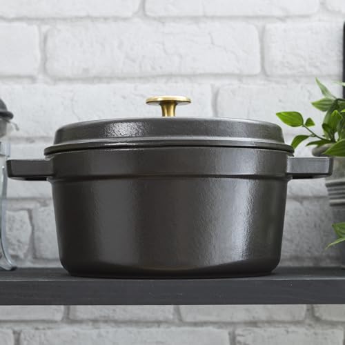 Image of STAUB Cast Iron Dutch Oven 4-qt Round Cocotte, Made in France, Serves 3-4, Matte Black