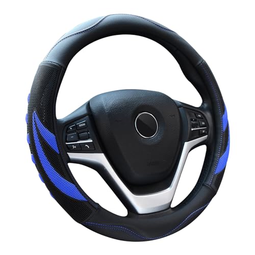 Alusbell Microfiber Leather Steering Wheel Cover Breathable Auto Car Steering Wheel Cover for Men and Women Universal 15 Inches (Blue)