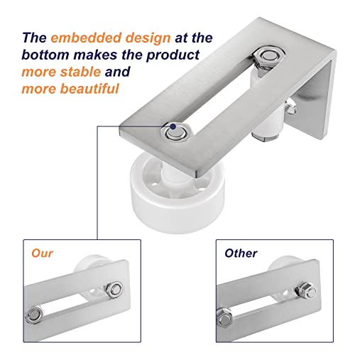 Image of SMARTSTANDARD Sliding Barn Door Floor Guide for Bottom Adjustable Roller - 8 Setup Options for DIYers - Flush Design Bottom Flat Barn Door Floor Guide Stay Roller (Brushed Nickel) 1PCS