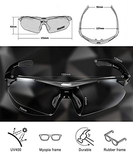 ROCKBROS Polarized Cycling Sunglasses for Men Women Sports Sunglasses UV Protection Cycling Glasses with 5 Interchangeable Lenses Bike Goggles TR90 Unbreakable Frame - Image 6