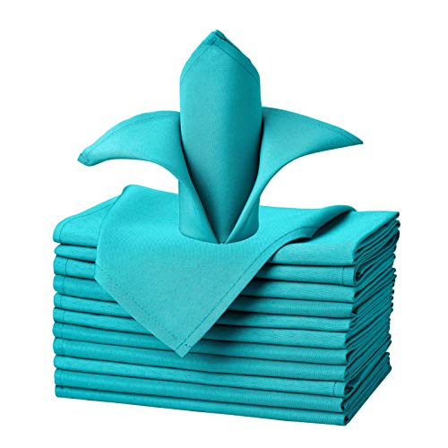 VEEYOO Poliéster Servilletas de Tela Set de 12 Piezas Servilletas Suaves Lavable y Reutilizable Servilleta para Restaurante Banquete Bodas (Caribe, 43x43 cm)