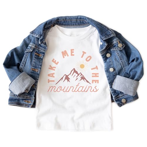 Take Me To The Mountains Kids Camping Shirt - Cute Abstract Minimalist Trendy Outdoor Mountain Adventure Summer Hiking Outfit - Natural Toddler & Youth Tees3